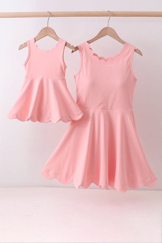 Pink Scalloped Active Dress