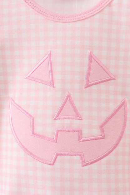 Pink Jack-O-Lantern Appliqué Bow Bubble