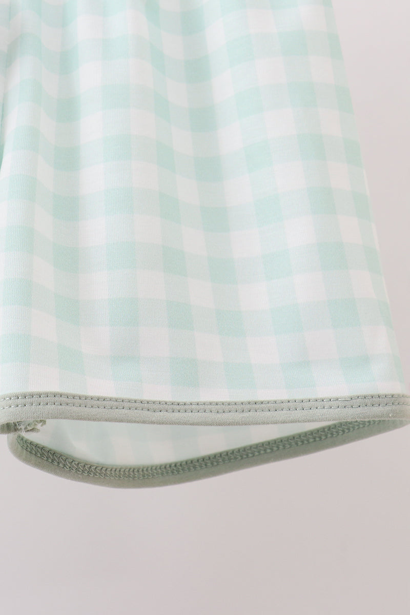 Football French Knot Gingham Shorts Set