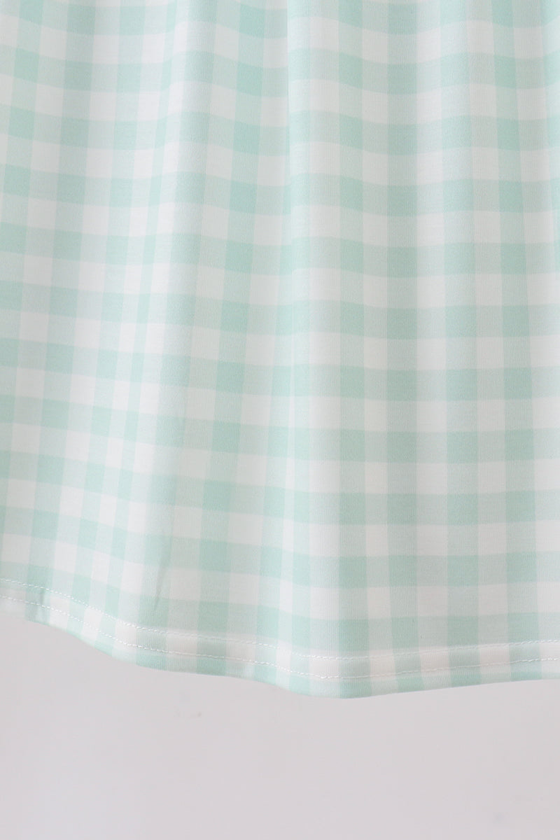 Football French Knot Gingham Ruffle Dress