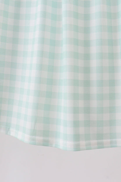Football French Knot Gingham Ruffle Dress