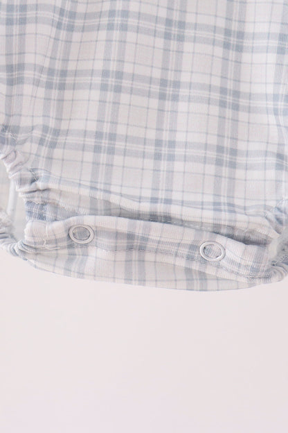 Boys Blue Plaid Collared Bubble Romper
