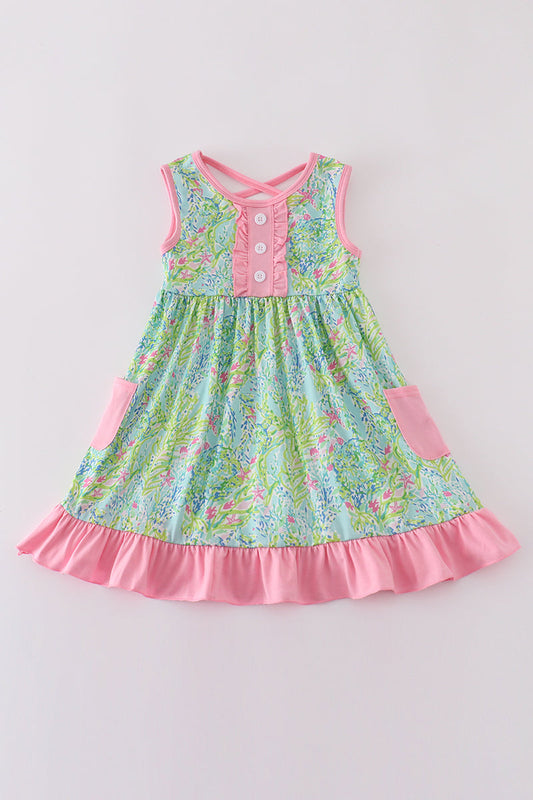 Pink and Green Ruffle Dress