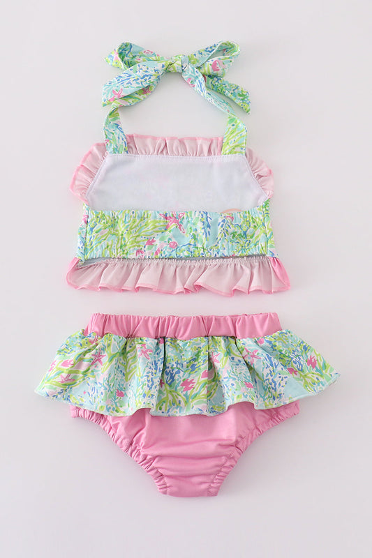 Tropical Ruffle Two-Piece Swimsuit