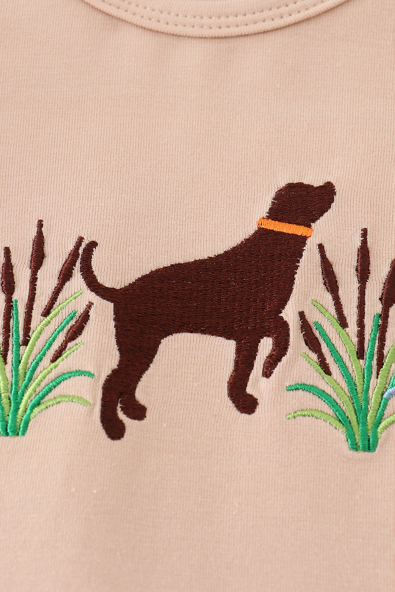 Chocolate Lab Camo Ruffle Baby Romper