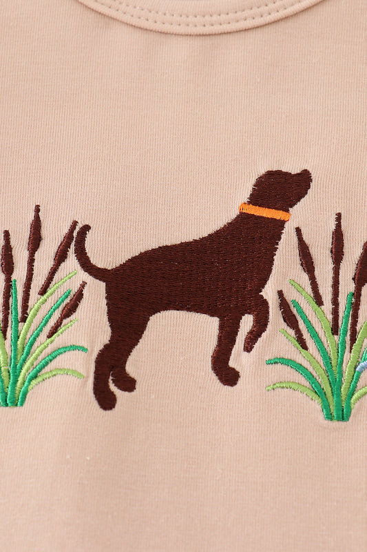 Chocolate Lab Camo Ruffle Baby Romper