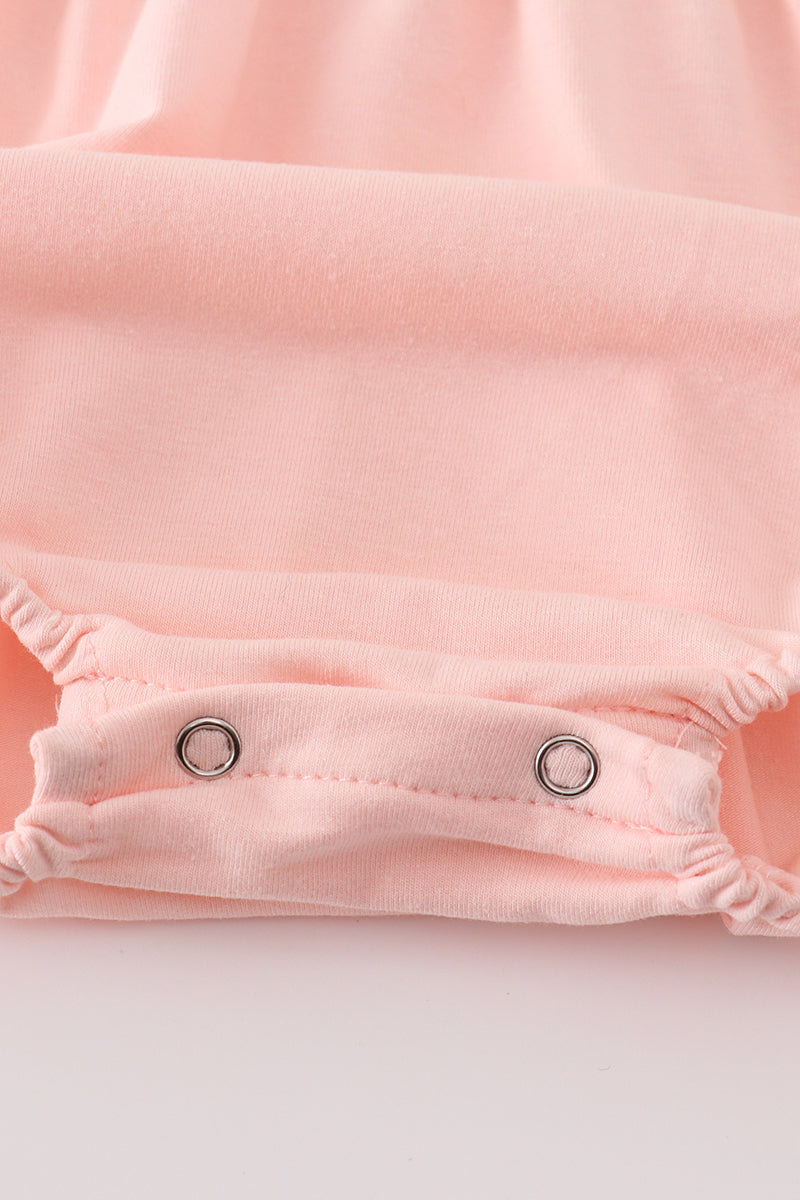 Pastel Pumpkin Flutter Sleeve Romper – Baby Girl Fall Bubble