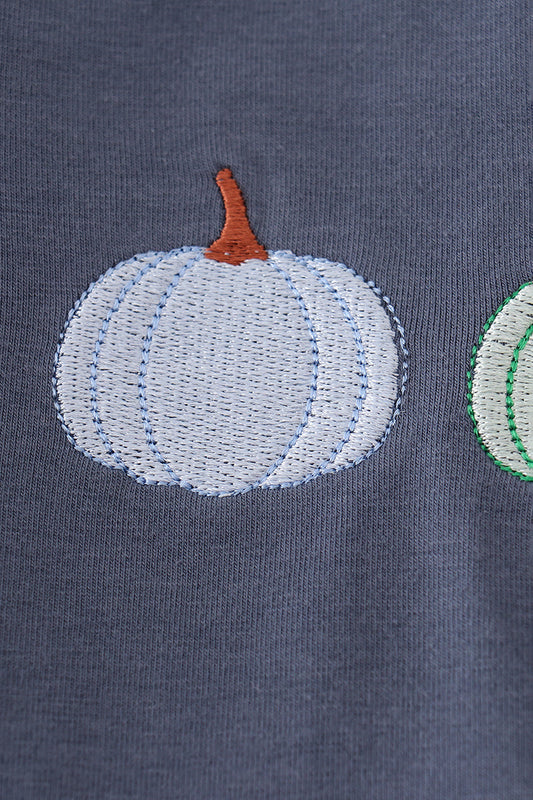 Pumpkin Embroidered Top