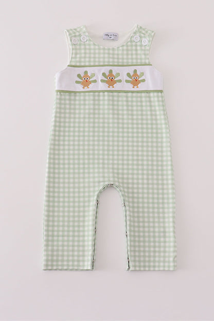 Baby Green Gingham Turkey Romper