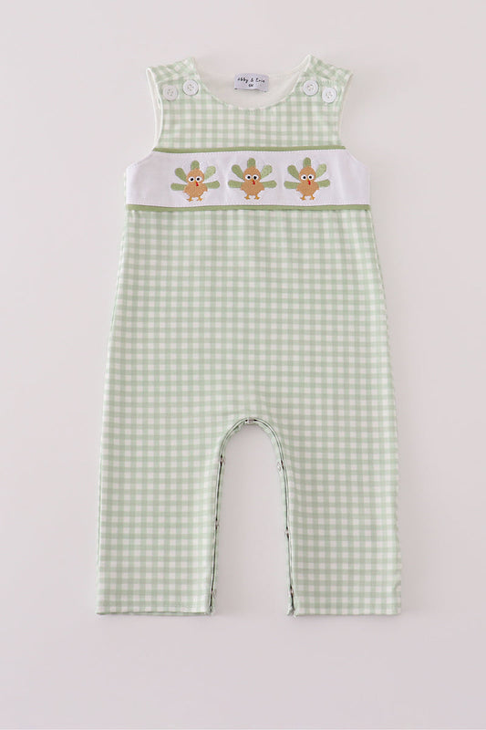 Baby Green Gingham Turkey Romper