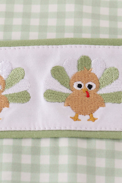Baby Green Gingham Turkey Romper