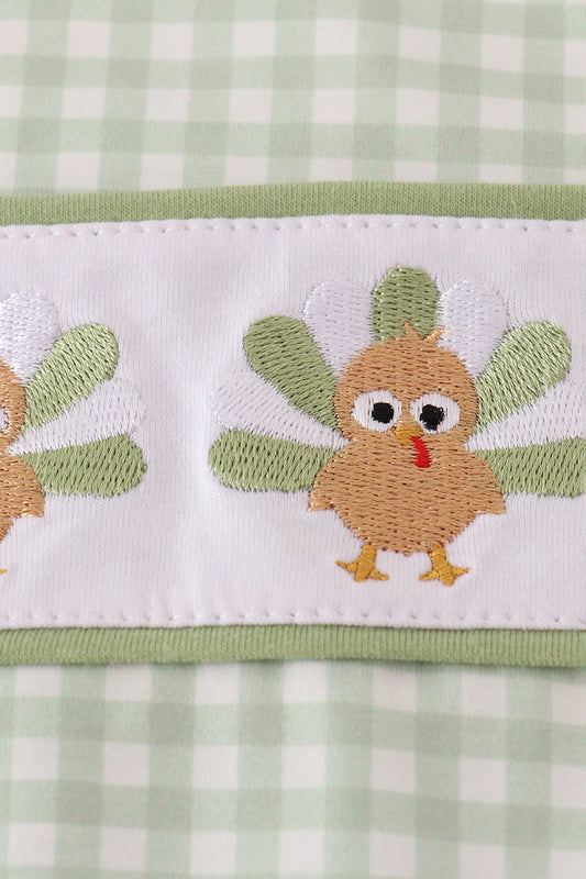 Baby Green Gingham Turkey Romper