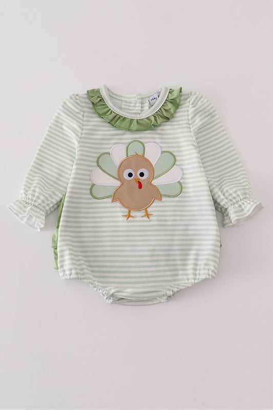 Baby Sage Green Turkey Romper