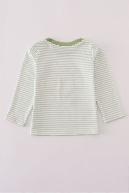 Kids Green Striped Turkey Long Sleeve Top