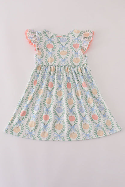 Pastel Pumpkin Smocked Flutter Sleeve Dress