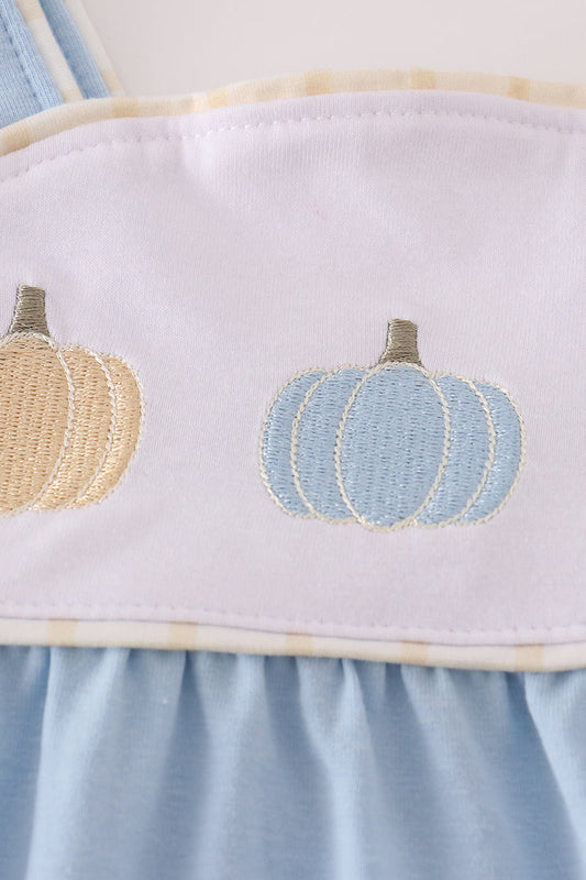 Classic Blue Pumpkin Bubble Romper