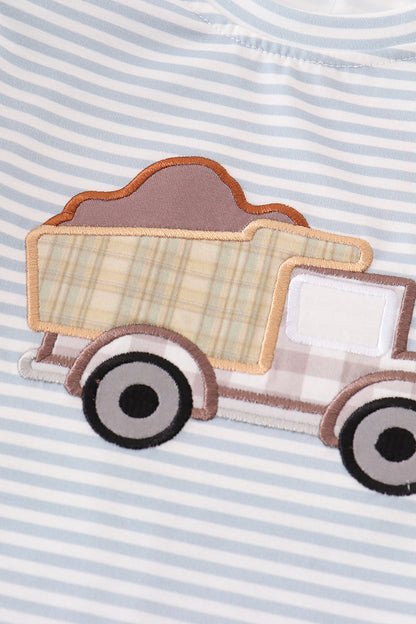 Dump Truck Long Sleeve Tee – Blue Stripe