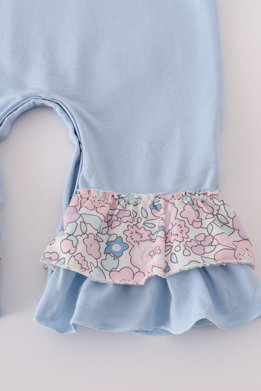 Baby Girl Blue Ruffle Turkey Romper