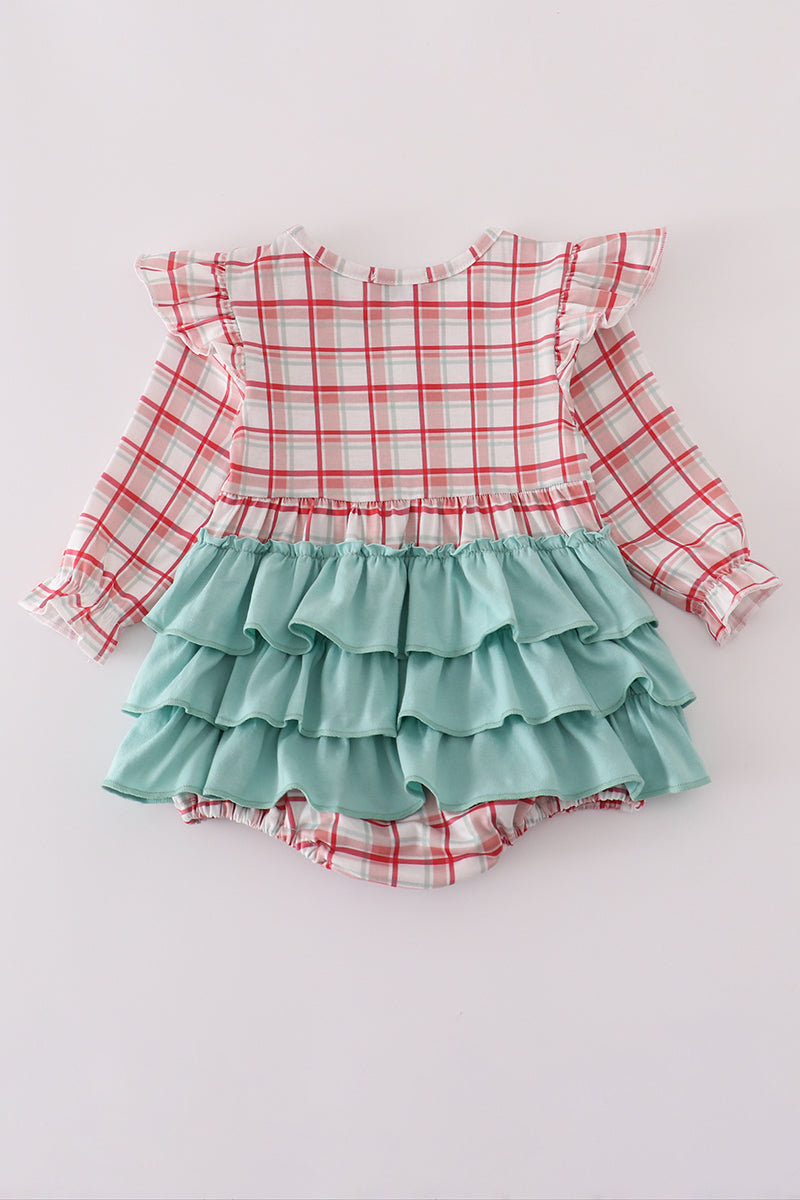 Farm Friends Smocked Plaid Bubble Romper