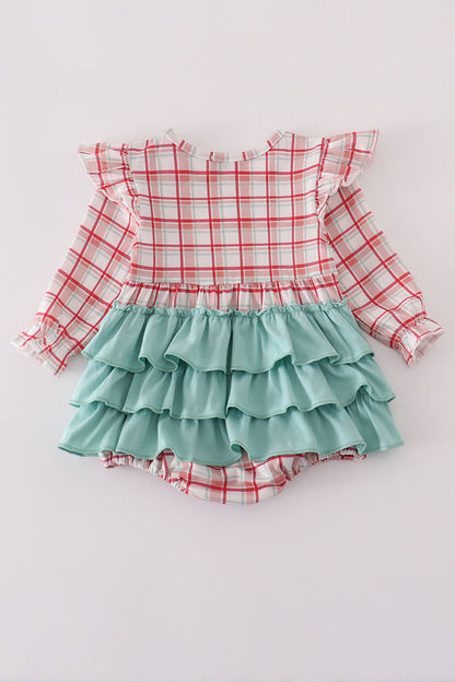 Farm Friends Smocked Plaid Bubble Romper