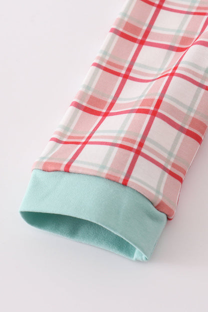Farm Friends Smocked Plaid Romper