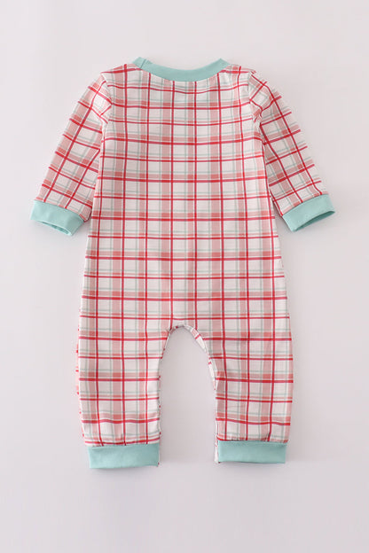 Farm Friends Smocked Plaid Romper