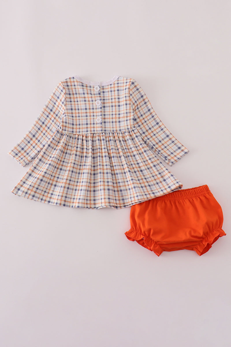 Baby Girl Turkey Embroidered Dress & Bloomer Set