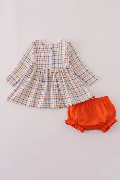Baby Girl Turkey Embroidered Dress & Bloomer Set