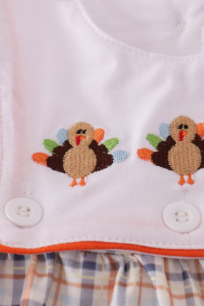 Baby Boy Turkey Embroidered Bubble