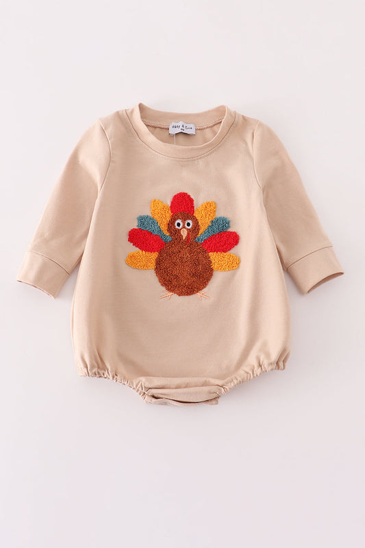 Baby Beige Turkey Bubble Romper