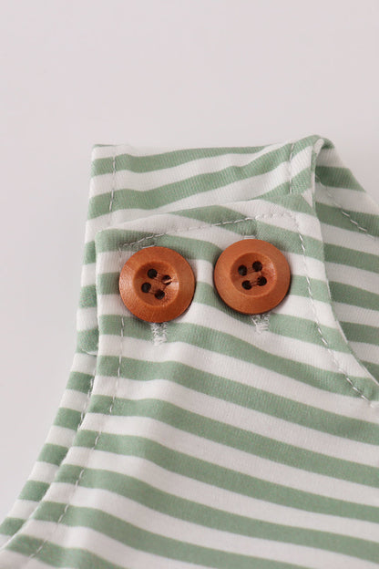 Baby Green Striped Turkey Overalls
