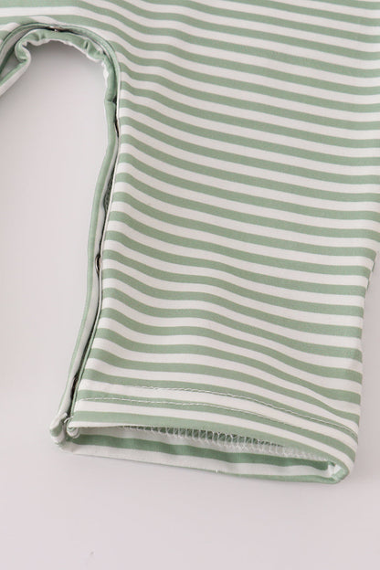 Baby Green Striped Turkey Overalls