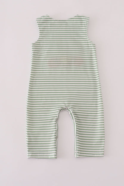Baby Green Striped Turkey Overalls