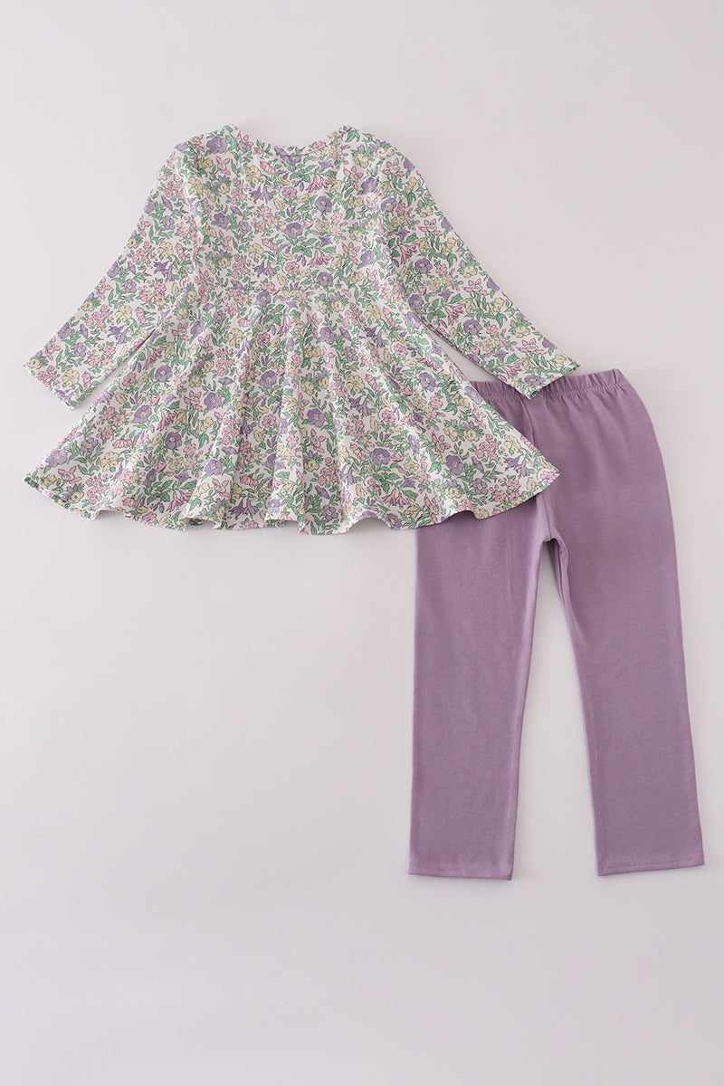 Lavender Floral Tunic & Legging Set – Toddler & Little Girls