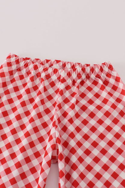 Farm Friends Smocked Top & Gingham Pants Set