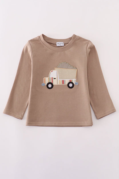 Brown Long Sleeve Dump Truck Tee
