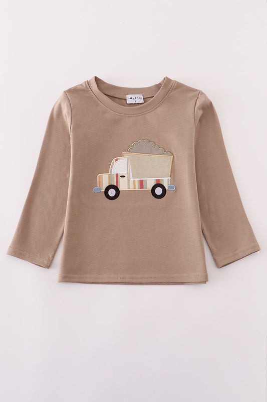 Brown Long Sleeve Dump Truck Tee