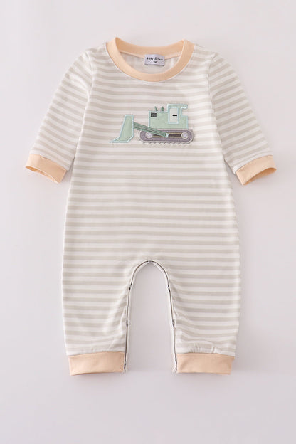 Baby Bulldozer Stripe Romper – Soft & Playful Everyday Outfit