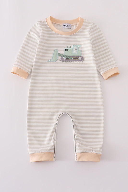 Baby Bulldozer Stripe Romper – Soft & Playful Everyday Outfit