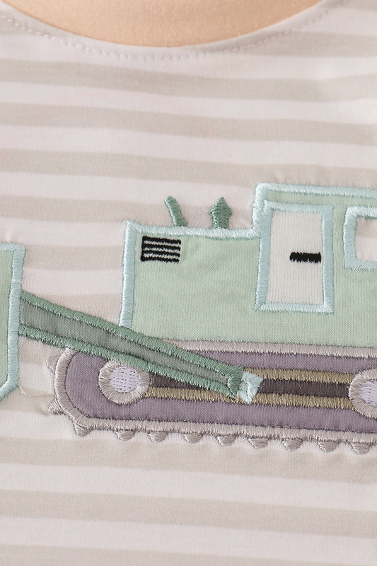 Baby Bulldozer Stripe Romper – Soft & Playful Everyday Outfit