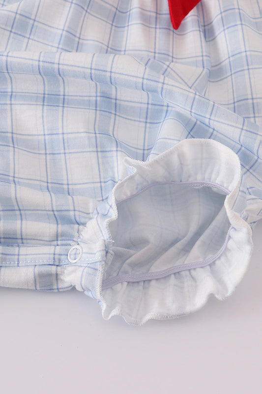Blue Farm Embroidered Plaid Ruffle Bubble