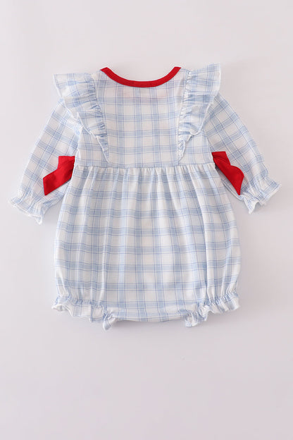 Blue Farm Embroidered Plaid Ruffle Bubble