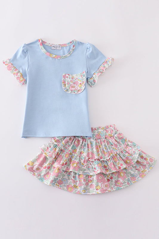 Floral Ruffle Skort Set