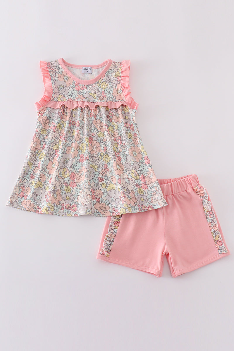 Floral Ruffle Top & Shorts Set