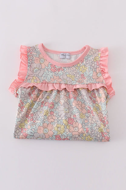 Blossom Ruffle Set – Pink Floral Top & Shorts