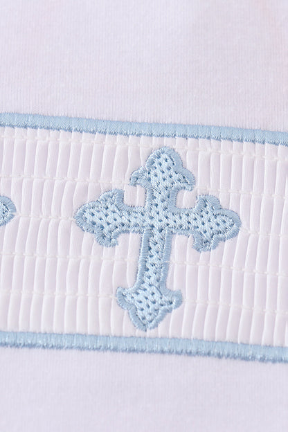 Blue Cross Smocked Shirt & Gingham Shorts Set