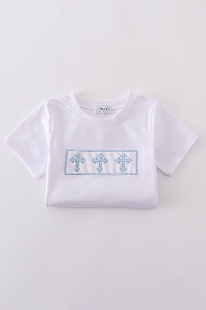 Blue Cross Smocked Shirt & Gingham Shorts Set