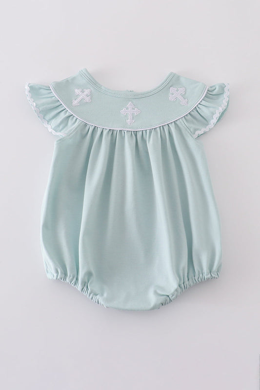 Cross Embroidered Ruffle Bubble