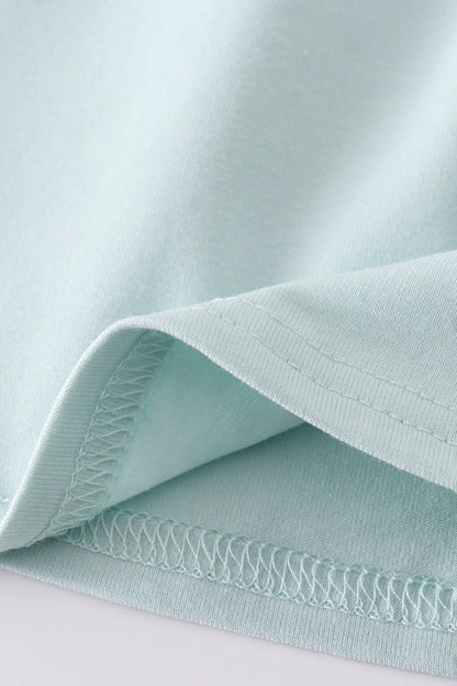 Mint Green Cross Flutter Sleeve Baby Girl Set – 2-Piece with Striped Bloomers