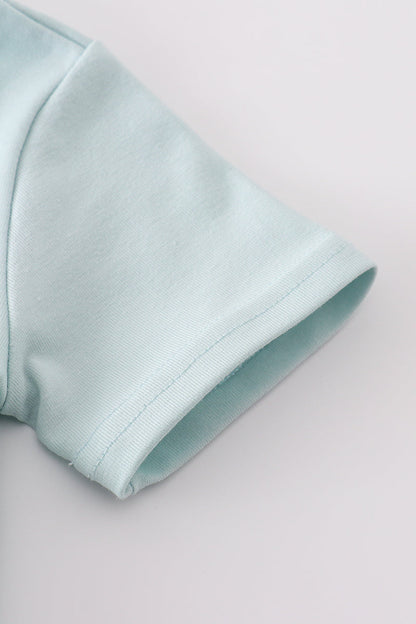 Mint Green Baby Boy Cross Romper – Short Sleeve Christian Bubble